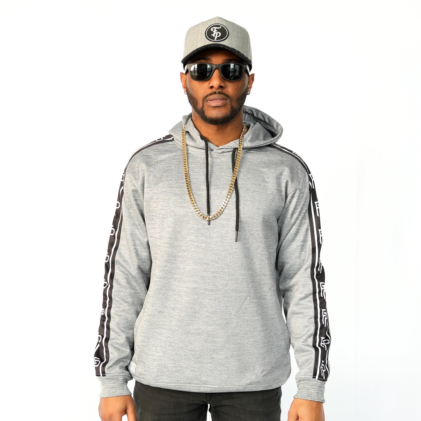 Heather Grey Monogram “FP” Logo Sleeves Hoodie