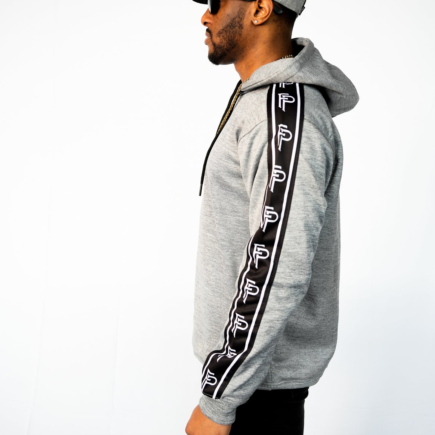 Heather Grey Monogram “FP” Logo Sleeves Hoodie